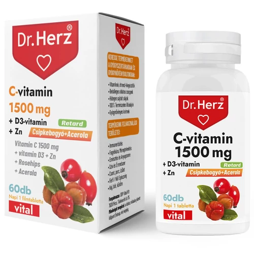DR Herz C-vitamin 1500mg+D3+Zn csipkebogyóval és acerola kivonattal 60 db tabletta