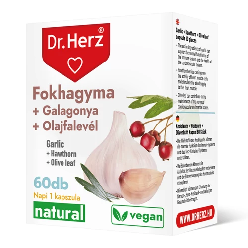 DR Herz Fokhagyma + Galagonya + Olajfalevél 60 db kapszula