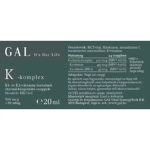 GAL K-komplex vitamin, 500 mcg K-komplex x 30 adag