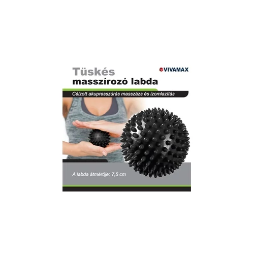 Tüskés masszírozó labda 7,5 cm (fekete)