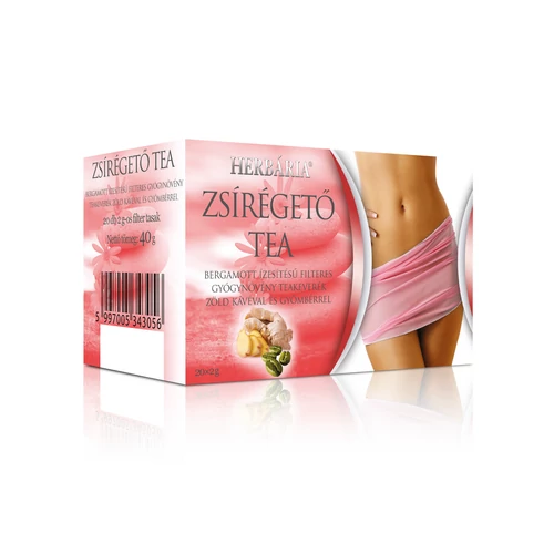 Herbária filteres Zsírégető tea - bergamott ízesítésű filteres gyógynövény teakeverék zöld kávéval és gyömbérrel