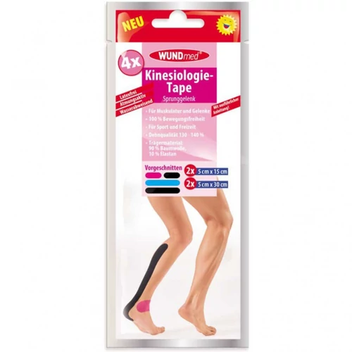 Kineziológiai tapasz ugróízületre 2 db x 5 cm x 15 cm; 2 db x 5 cm x 30 cm 