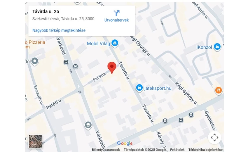 Térkép, amely az fizikai üzletet és környékét mutatja.